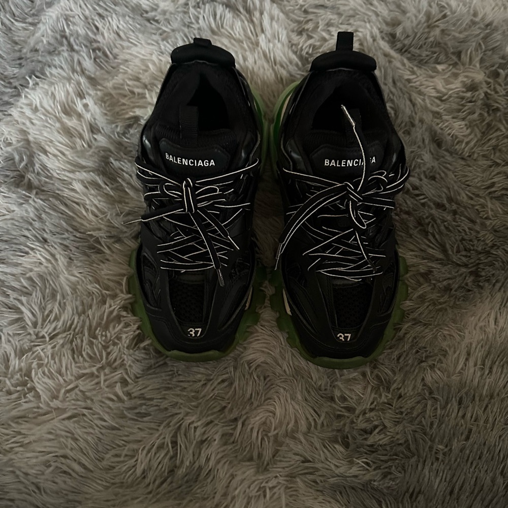 Balenciaga Black Sneakers with Green Soles